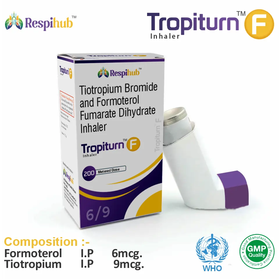 Formoterol (6mcg) + Tiotropium (9mcg) Inhaler at the best price in PCD Pharma Franchise for Asthma and COPD Management.